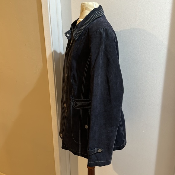 Suede Blue Bradley Bayou Embroidered Lined Snap Zip Vintage Jacket M - Picture 10 of 17